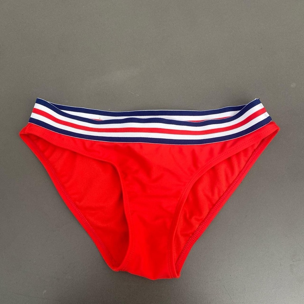 red white and blue bikini bottom. never worn the strap is such nice quality